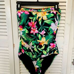 Tommy Bahama One Piece Strapless Multicolored  Tropical Swim, Suit Size 6